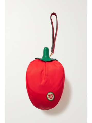 ANYA HINDMARCH Pepper leather-trimmed nylon pouch