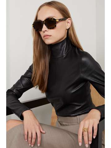 BOTTEGA VENETA Oversized square-frame tortoiseshell acetate sunglasses