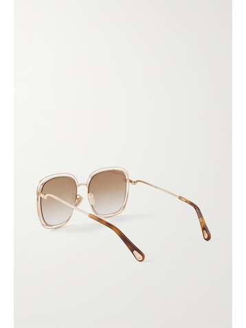 CHLOÉ Carlina oversized square-frame rose gold-tone sunglasses