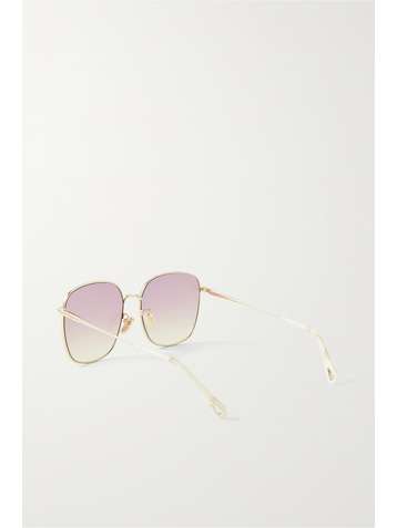 CHLOÉ Joni oversized square-frame gold-tone sunglasses