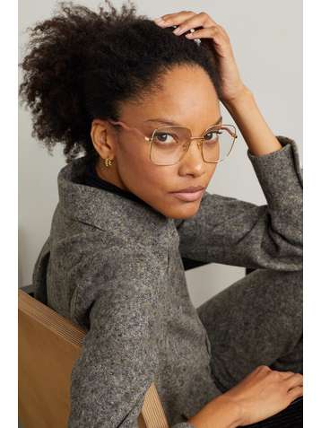 CHLOÉ Noore oversized square-frame gold-tone optical glasses