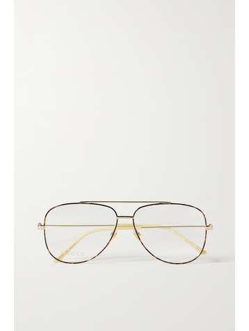 GUCCI EYEWEAR Aviator-style tortoiseshell acetate and gold-tone optical glasses