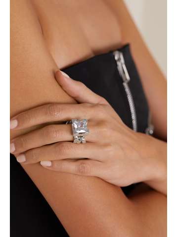 BOTTEGA VENETA Silver-tone zirconia ring