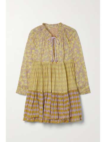 YVONNE S Tiered printed cotton-voile mini dress