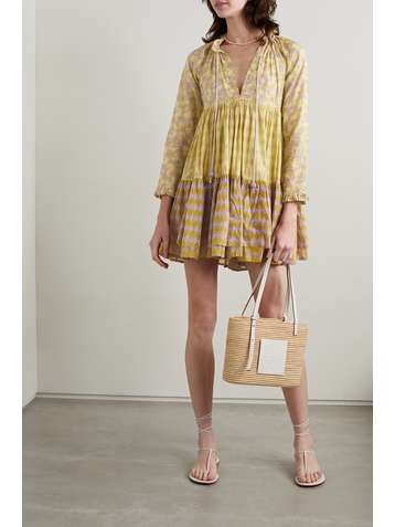 YVONNE S Tiered printed cotton-voile mini dress
