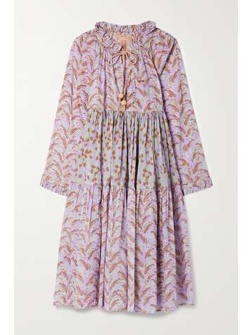 YVONNE S Tiered printed cotton-voile midi dress