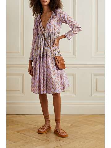 YVONNE S Tiered printed cotton-voile midi dress