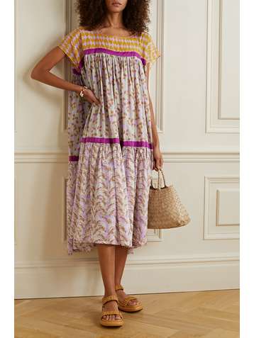 YVONNE S Wind tiered printed cotton-voile midi dress