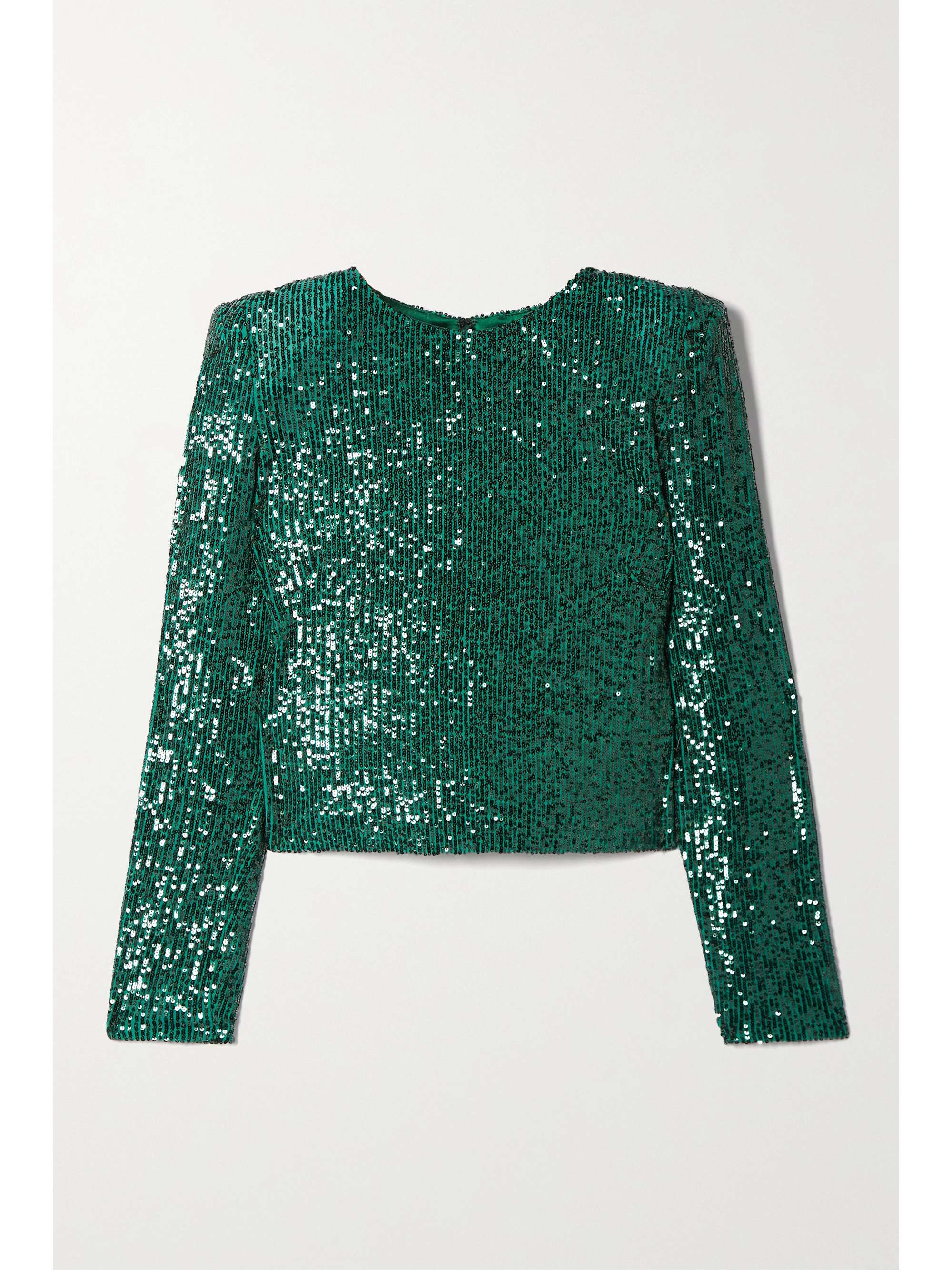 Green Sequined stretch-tulle top 