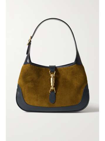 GUCCI Jackie 1961 kleine Schultertasche aus Cord und strukturiertem Leder