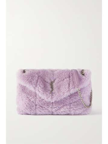 SAINT LAURENT Loulou Puffer small quilted shearling shoulder bag