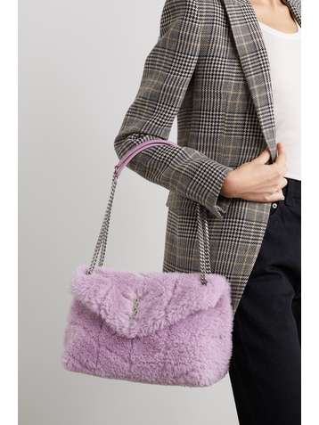 SAINT LAURENT Loulou Puffer small quilted shearling shoulder bag