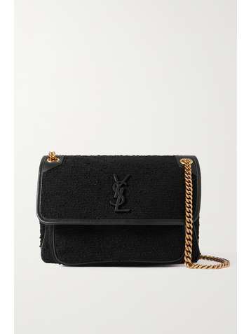 SAINT LAURENT Sac porté épaule en bouclé à surpiqûres et à finitions en cuir Niki Medium
