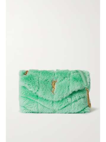 SAINT LAURENT Loulou Puffer small quilted shearling shoulder bag