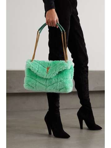 SAINT LAURENT Loulou Puffer small quilted shearling shoulder bag