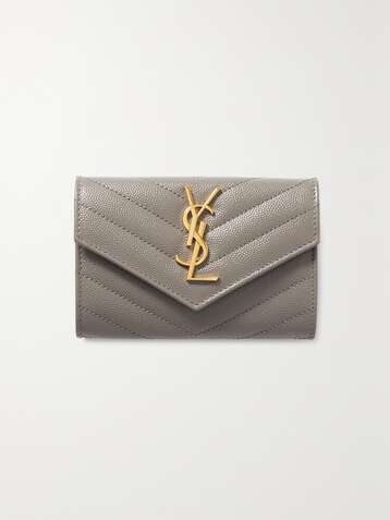 SAINT LAURENT Monogramme quilted textured-leather wallet