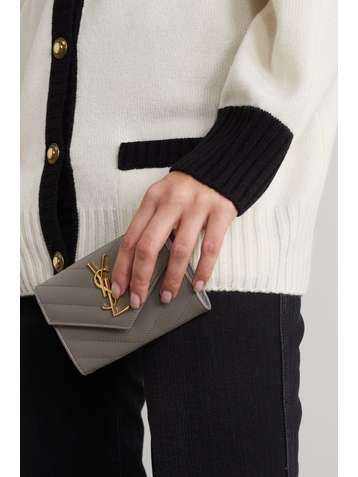 SAINT LAURENT Monogramme quilted textured-leather wallet