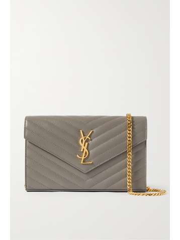 SAINT LAURENT Monogramme mini quilted textured-leather shoulder bag