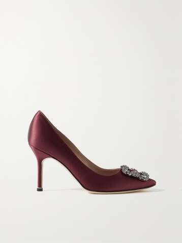 MANOLO BLAHNIK Escarpins en satin à ornements Hangisi 90
