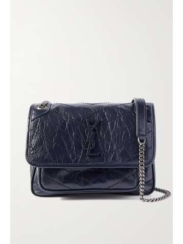 SAINT LAURENT Sac porté épaule en cuir glacé froissé à surpiqûres Niki Baby Mini
