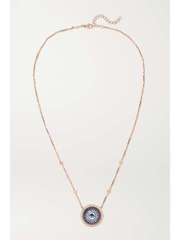 JACQUIE AICHE 14-karat rose gold, onyx and diamond necklace