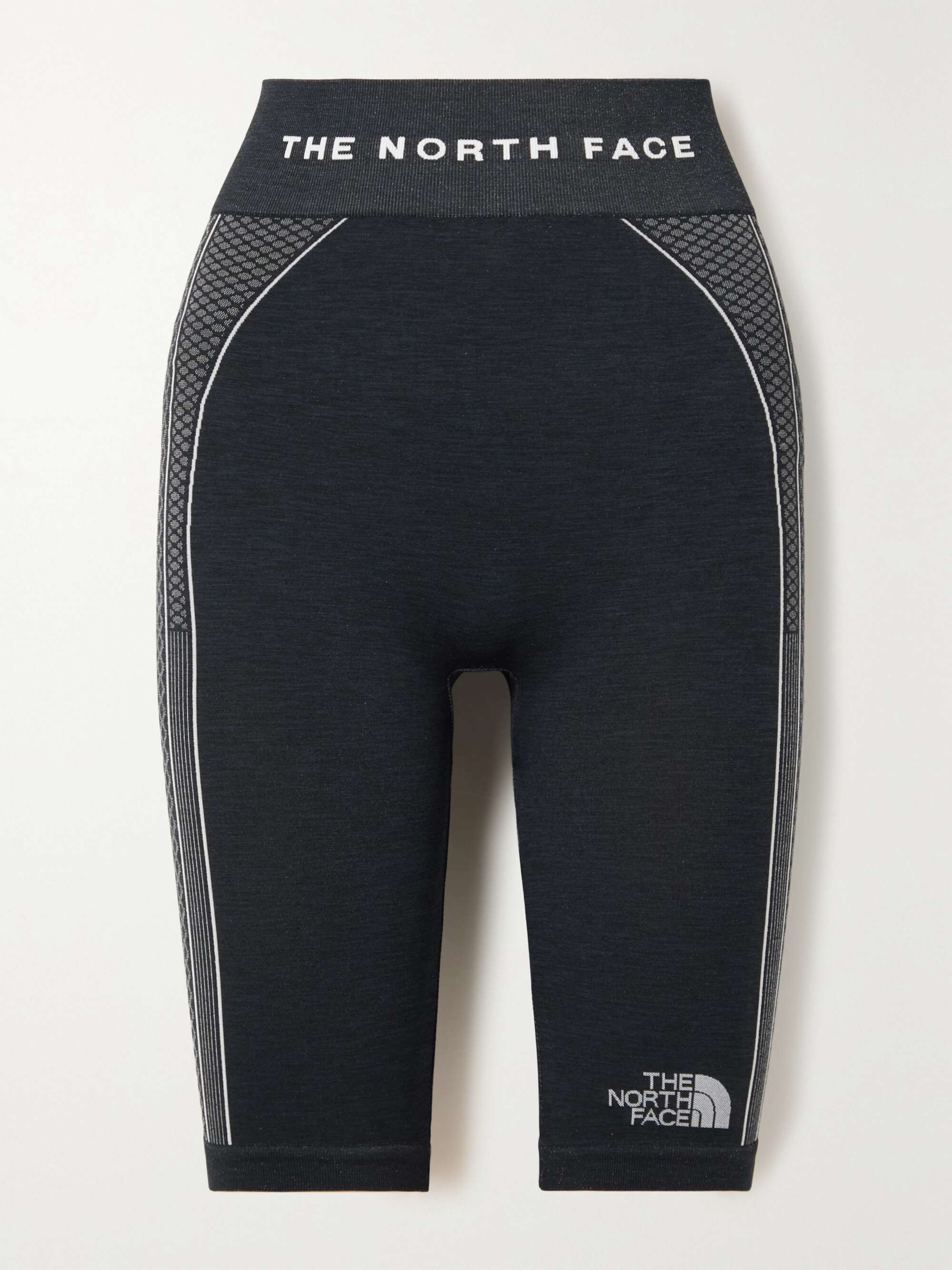 Black Paneled stretch-jacquard shorts 