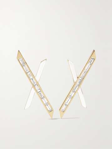 EMILY P. WHEELER + NET SUSTAIN Baby X 18-karat recycled gold, diamond and enamel earrings