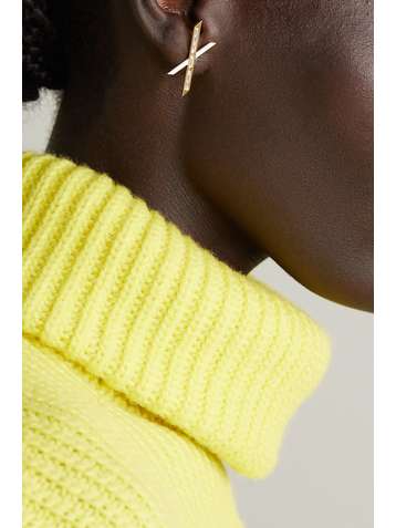 EMILY P. WHEELER + NET SUSTAIN Baby X 18-karat recycled gold, diamond and enamel earrings