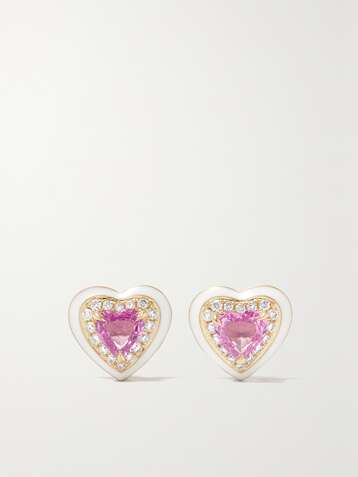 EMILY P. WHEELER + NET SUSTAIN Dress Up 18-karat recycled gold, enamel, sapphire and diamond earrings