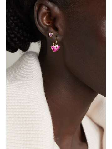 EMILY P. WHEELER + NET SUSTAIN Tiered 18-karat recycled gold, enamel, sapphire and morganite earrings