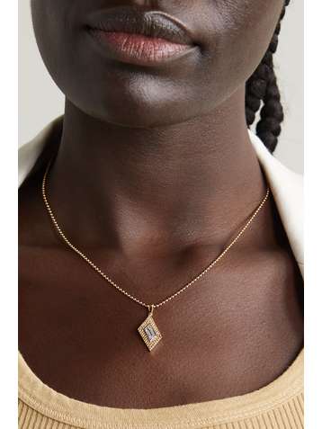 EMILY P. WHEELER + NET SUSTAIN Rhomboid 18-karat recycled yellow and white gold, topaz and sapphire necklace