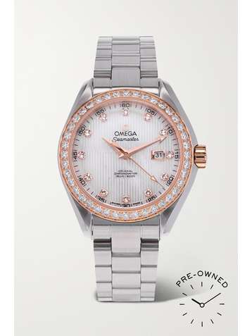 OMEGA Pre-Owned 2020 Seamaster Aqua Terra 30mm stainless steel, 18-karat rose gold, mother-of-pearl and diamond watch