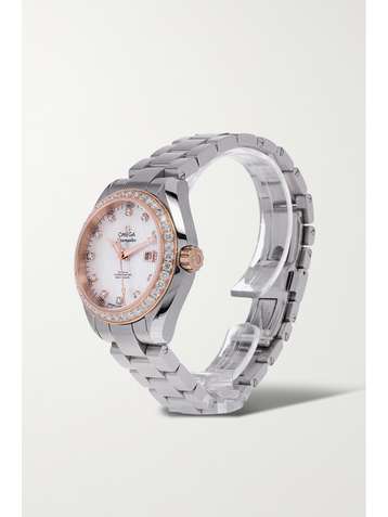 OMEGA Pre-Owned 2020 Seamaster Aqua Terra 30mm stainless steel, 18-karat rose gold, mother-of-pearl and diamond watch