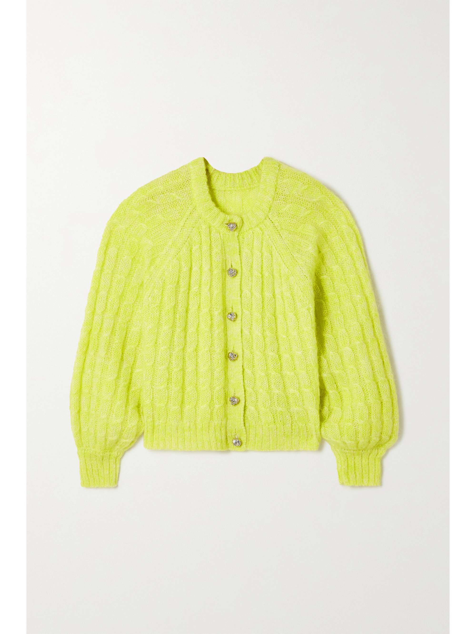 Cable-knit mohair-blend cardigan