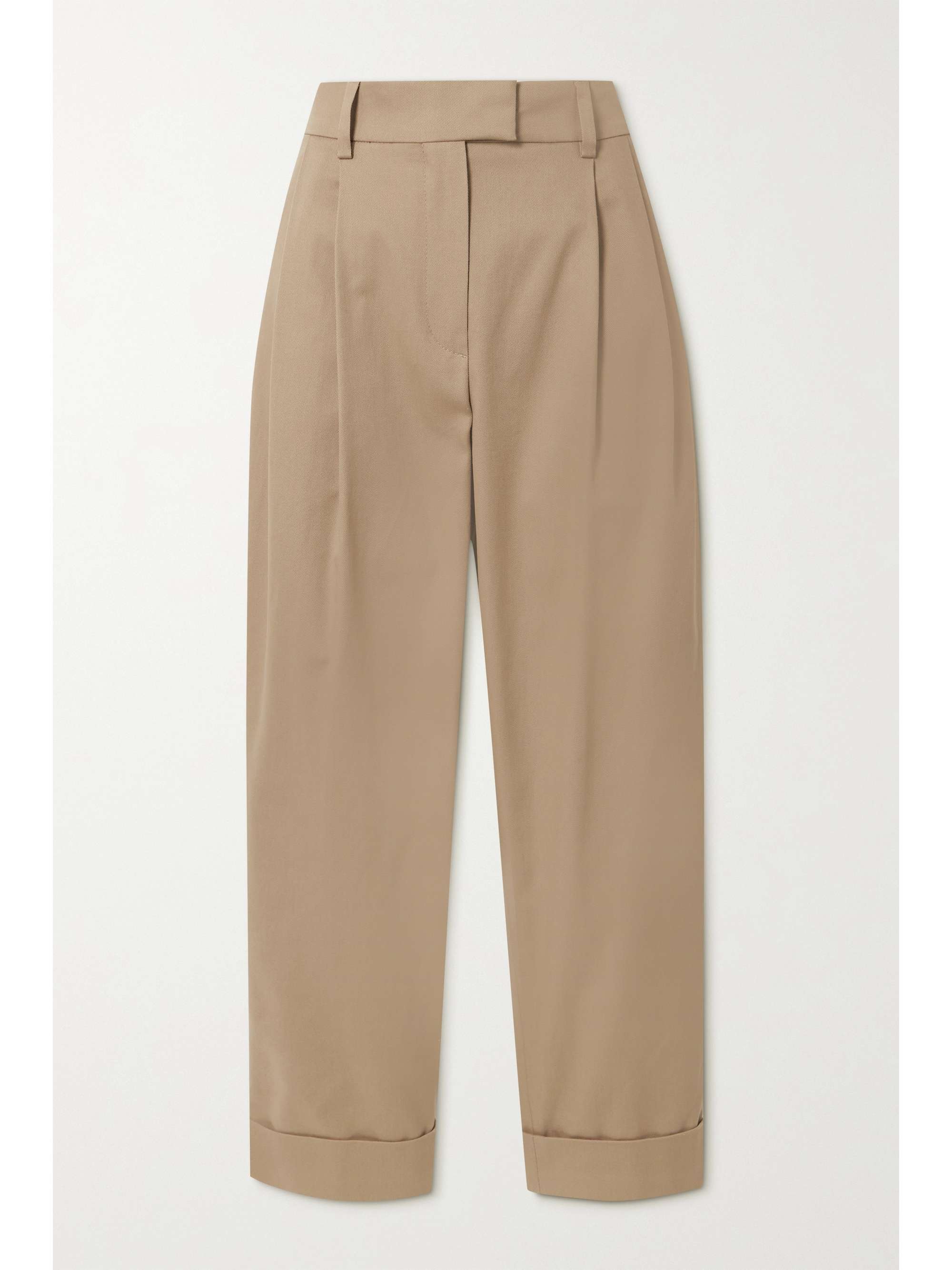 Light brown Pleated cotton-blend twill 