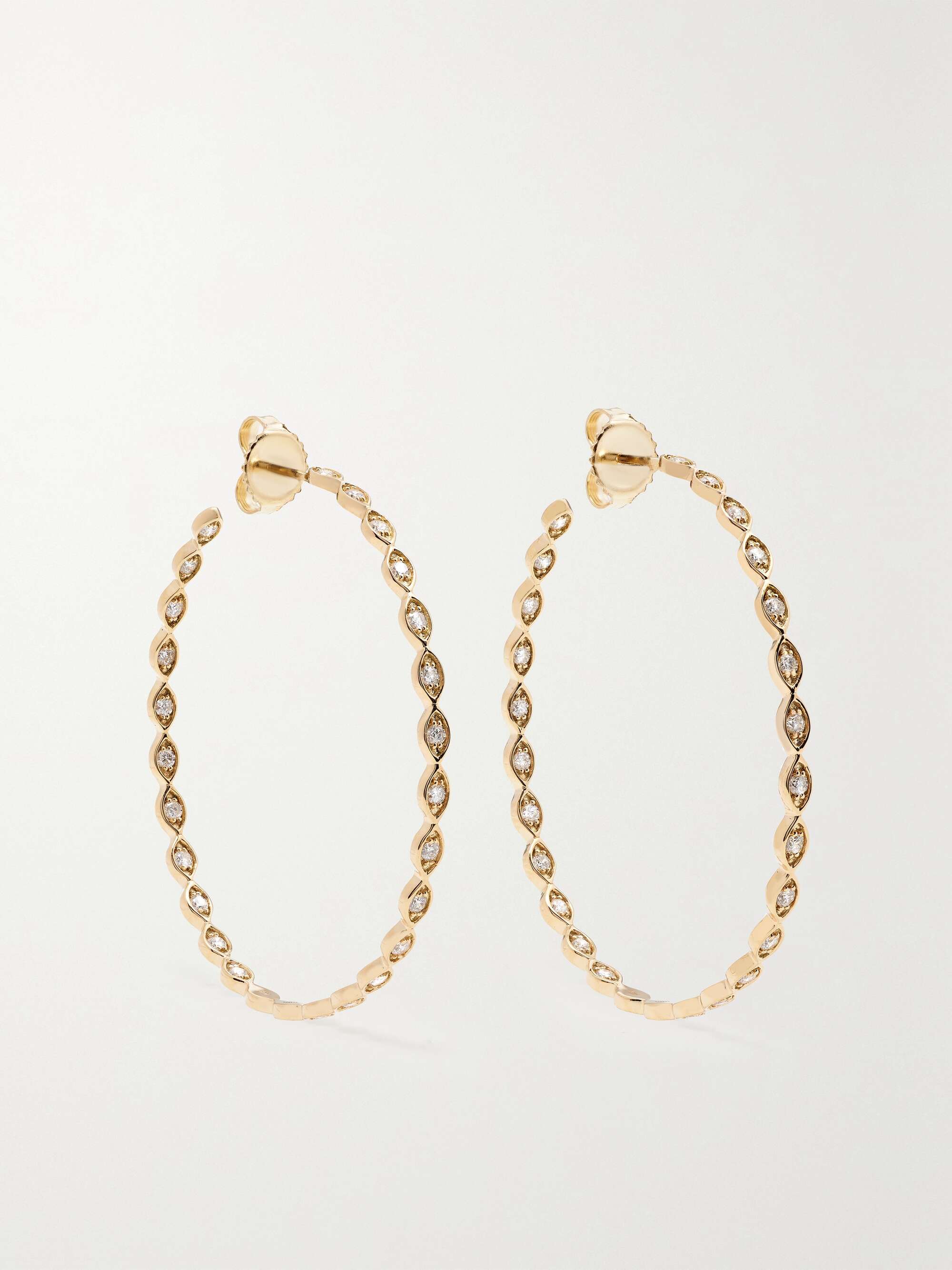 SYDNEY EVAN Evil Eye 14-karat gold diamond hoop earrings