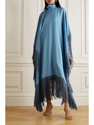 TALLER MARMO Mrs. Ross Kaftan aus Crêpe mit Fransen