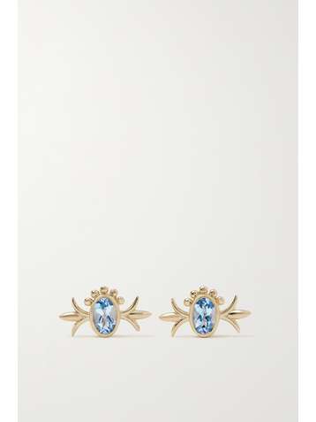 MARLO LAZ Squash Blossom 14-karat gold aquamarine earrings