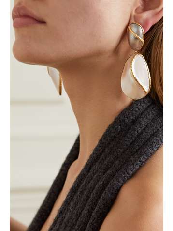 PACHAREE Boucles d'oreilles en plaqué or et perles Mabé Wave