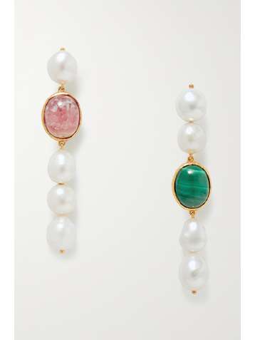 PACHAREE Dangling Moss gold-plated multi-stone earrings