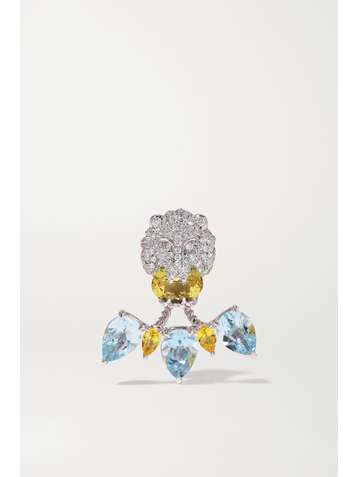 GUCCI 18-karat white gold multi-stone earring