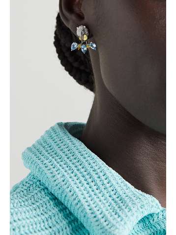 GUCCI 18-karat white gold multi-stone earring
