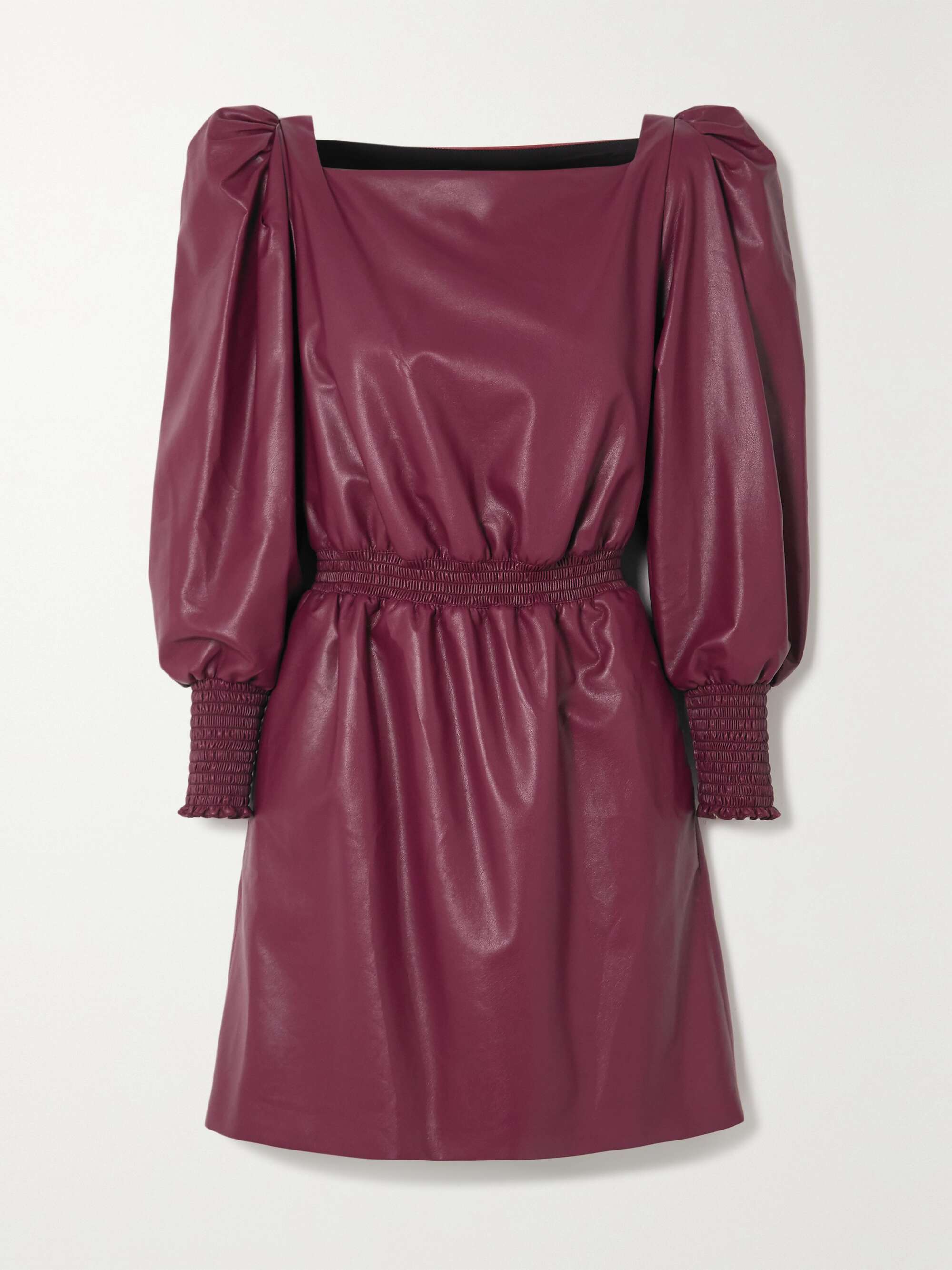 Burgundy Shirred faux leather mini 