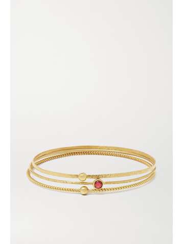 PIPPA SMALL + NET SUSTAIN set of three 18-karat gold and spinel bangles