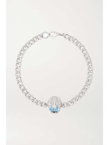 GUCCI 18-karat white gold, diamond and aquamarine bracelet
