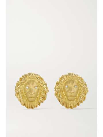 KIMBERLY MCDONALD King 18-karat green gold diamond clip earrings