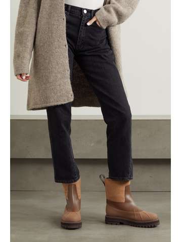 LORO PIANA Regent cashmere and leather ankle boots