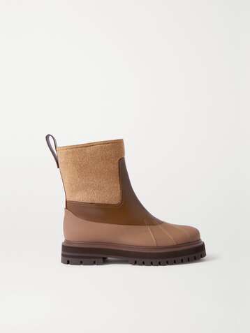 LORO PIANA Regent cashmere and leather ankle boots