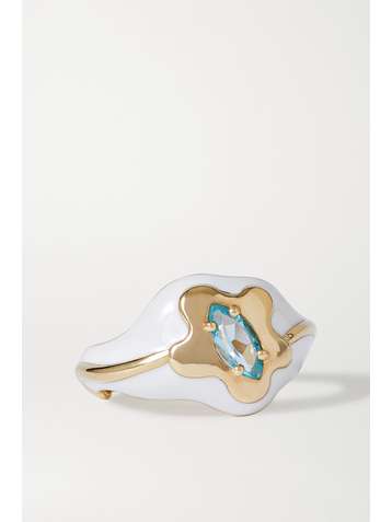 BEA BONGIASCA 9-karat gold, enamel and topaz ring