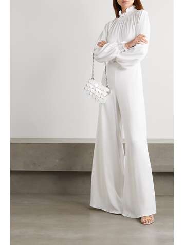 VANESSA COCCHIARO Mary ruffled satin jumpsuit